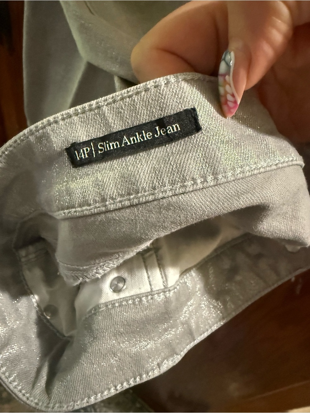 Talbots Metallic Silver Slim Ankle Jean - Women's - Picture 3 of 5